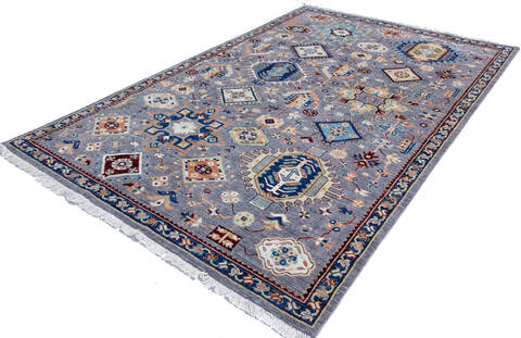 Chobi Blue Hand Knotted 60 X 90 Area Rug 700-146695 Image 2