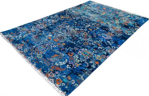 Chobi Blue Hand Knotted 60 X 88 Area Rug 700-146696 Image 3