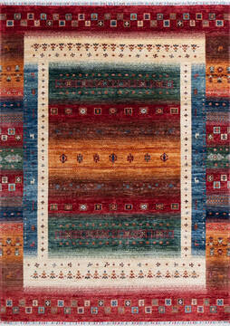Afghan Chobi Multicolor Rectangle 5x7 ft Wool Carpet 146709