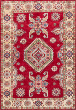 Afghan Kazak Red Rectangle 3x5 ft Wool Carpet 146711