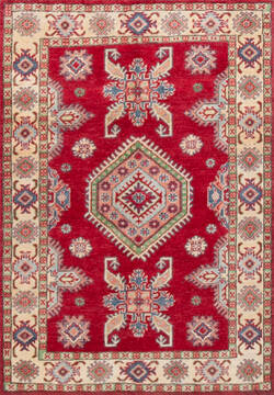 Kazak Red Hand Knotted 3'4" X 4'9"  Area Rug 700-146711