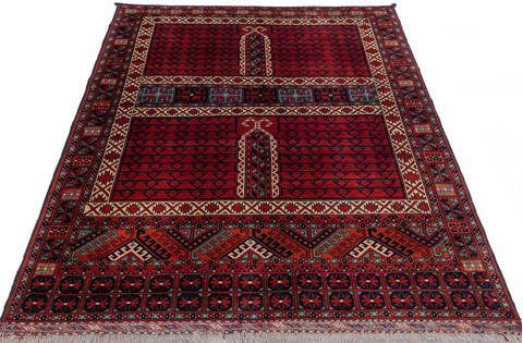 Khan Mohammadi Red Hand Knotted 53 X 67 Area Rug 700-146714 Image 1