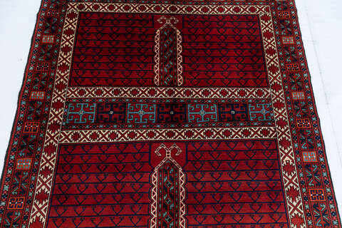 Khan Mohammadi Red Hand Knotted 53 X 67 Area Rug 700-146714 Image 3