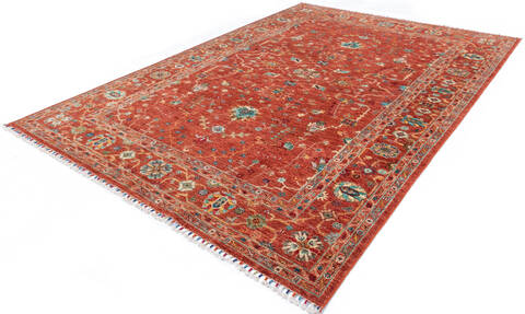 Chobi Orange Hand Knotted 71 X 99 Area Rug 700-146721 Image 2