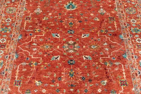 Chobi Orange Hand Knotted 71 X 99 Area Rug 700-146721 Image 3