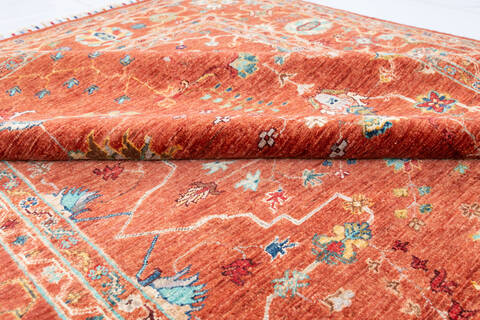Chobi Orange Hand Knotted 71 X 99 Area Rug 700-146721 Image 4