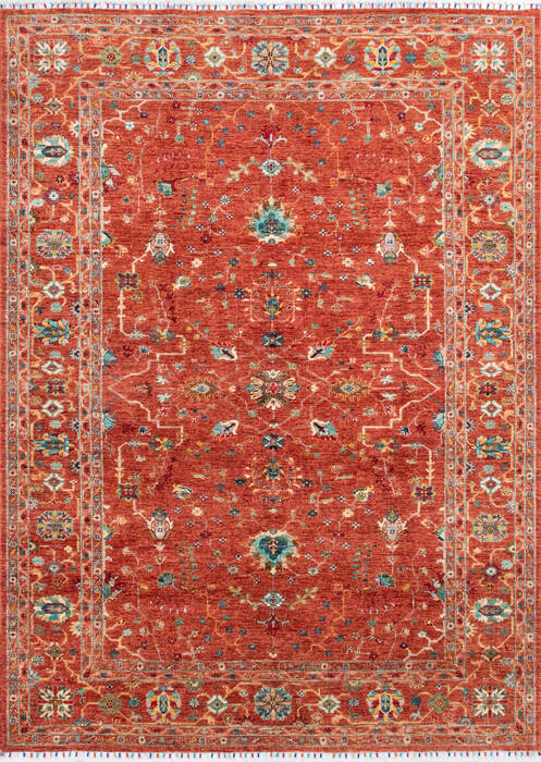 Chobi Orange Hand Knotted 71 X 99 Area Rug 700-146721 Image 0