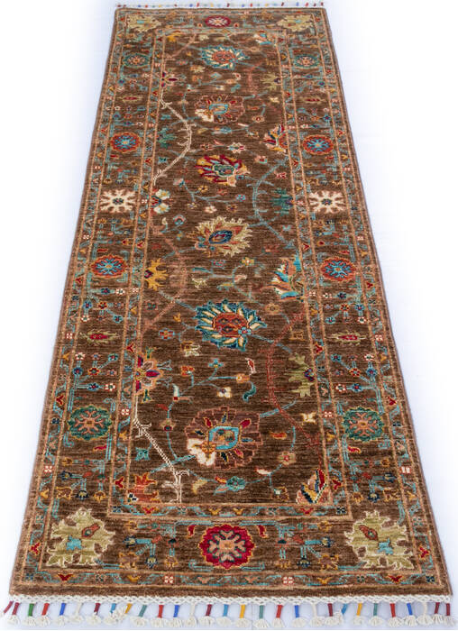 Chobi Brown Runner Hand Knotted 26 X 70 Area Rug 700-146722 Image 1
