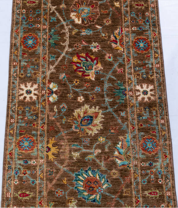 Chobi Brown Runner Hand Knotted 26 X 70 Area Rug 700-146722 Image 3