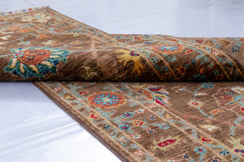 Chobi Brown Runner Hand Knotted 26 X 70 Area Rug 700-146722 Image 4