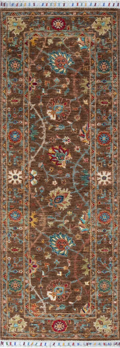 Chobi Brown Runner Hand Knotted 26 X 70 Area Rug 700-146722 Image 0