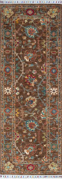 Chobi Brown Runner Hand Knotted 2'6" X 7'0"  Area Rug 700-146722