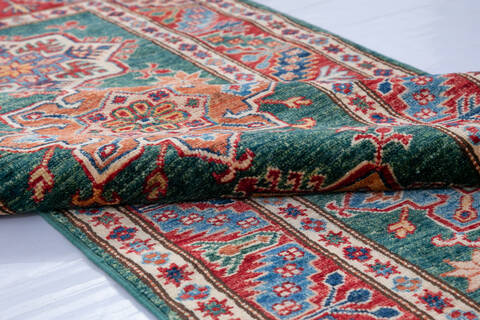 Kazak Green Runner Hand Knotted 28 X 90 Area Rug 700-146723 Image 5