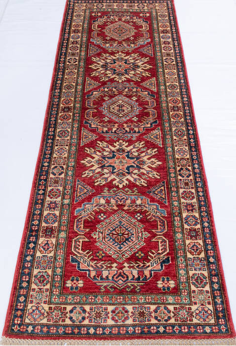 Kazak Red Runner Hand Knotted 26 X 710 Area Rug 700-146724 Image 1