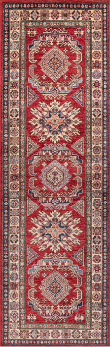 Kazak Red Runner Hand Knotted 26 X 710 Area Rug 700-146724 Image 0