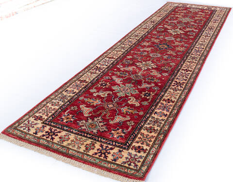 Kazak Red Runner Hand Knotted 27 X 84 Area Rug 700-146726 Image 2