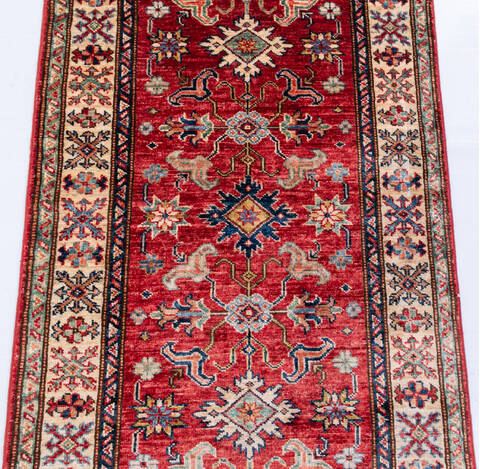 Kazak Red Runner Hand Knotted 27 X 84 Area Rug 700-146726 Image 3