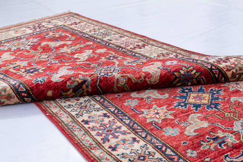 Kazak Red Runner Hand Knotted 27 X 84 Area Rug 700-146726 Image 4