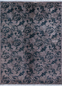 Chobi Grey Hand Knotted 5'0" X 6'9"  Area Rug 700-146729
