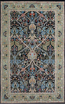 Pak-Persian Black Hand Knotted 4'5" X 7'1"  Area Rug 700-146732