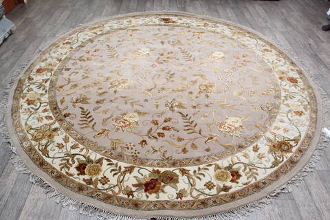 Jaipur Beige Round Hand Knotted 910 X 100 Area Rug 905-146743 Image 1