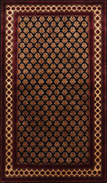 Kashmir Black Hand Knotted 2'11" X 5'0"  Area Rug 905-146756