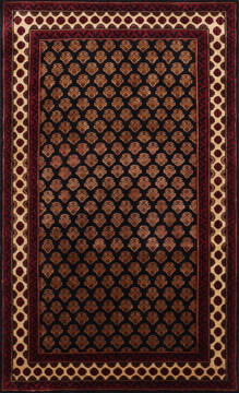 Indian Kashmir Black Rectangle 3x5 ft Silk Carpet 146757