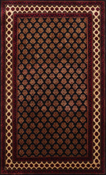 Kashmir Black Hand Knotted 3'0" X 5'0"  Area Rug 905-146757