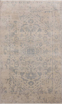 Indian Jaipur White Rectangle 3x5 ft Silk Carpet 146760
