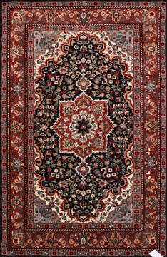 Indian Mahi Black Rectangle 4x6 ft Wool Carpet 146771