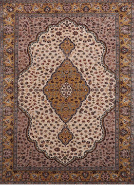 Indian Mahi Beige Rectangle 5x7 ft Wool Carpet 146772