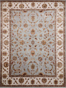 Indian Jaipur Grey Rectangle 9x12 ft Wool and Raised Silk Carpet 146809