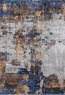 Modern Blue Hand Knotted 5'6" X 8'0"  Area Rug 902-146853