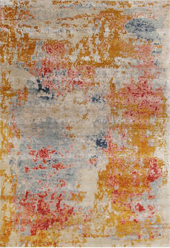 Modern Beige Hand Knotted 5'6" X 8'0"  Area Rug 902-146861