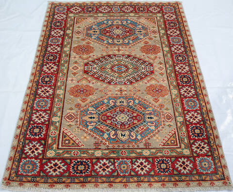Kazak Beige Hand Knotted 38 X 53 Area Rug 700-146871 Image 1