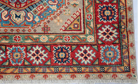 Kazak Beige Hand Knotted 38 X 53 Area Rug 700-146871 Image 3