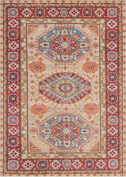 Kazak Beige Hand Knotted 3'8" X 5'3"  Area Rug 700-146871