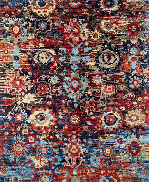 Chobi Multicolor Hand Knotted 8'0" X 9'9"  Area Rug 700-146880