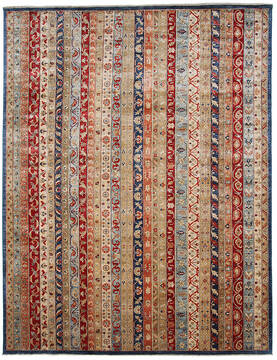 Pakistani Shirvan Multicolor Rectangle 9x12 ft Wool Carpet 146890