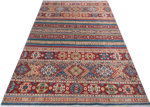 Kazak Multicolor Hand Knotted 68 X 99 Area Rug 700-146897 Image 1