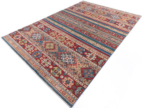 Kazak Multicolor Hand Knotted 68 X 99 Area Rug 700-146897 Image 2