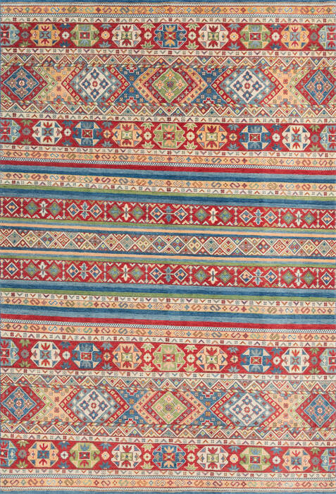 Kazak Multicolor Hand Knotted 68 X 99 Area Rug 700-146897 Image 0