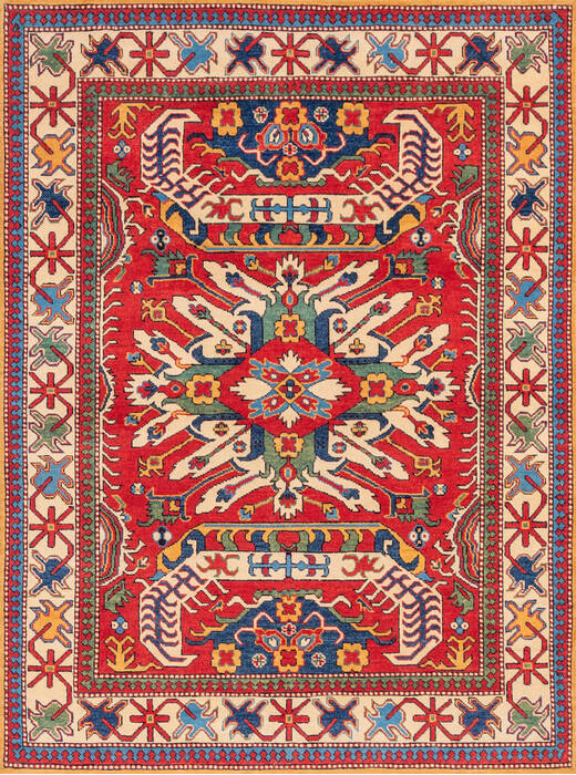 Kazak Red Hand Knotted 50 X 69 Area Rug 700-146900 Image 0