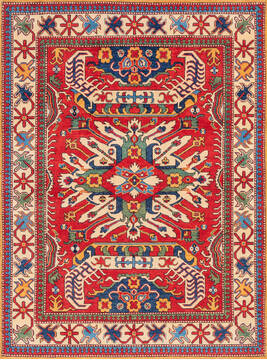Kazak Red Hand Knotted 5'0" X 6'9"  Area Rug 700-146900