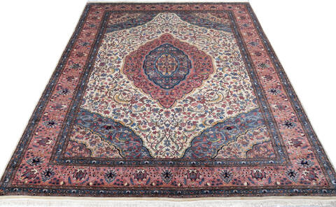 Pak-Persian Beige Hand Knotted 104 X 128 Area Rug 700-146910 Image 1