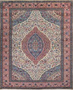 Pak-Persian Beige Hand Knotted 10'4" X 12'8"  Area Rug 700-146910