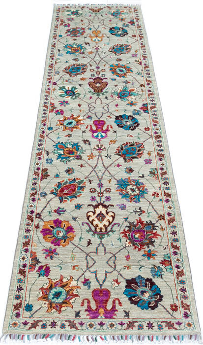 Chobi Grey Runner Hand Knotted 29 X 108 Area Rug 700-146958 Image 1