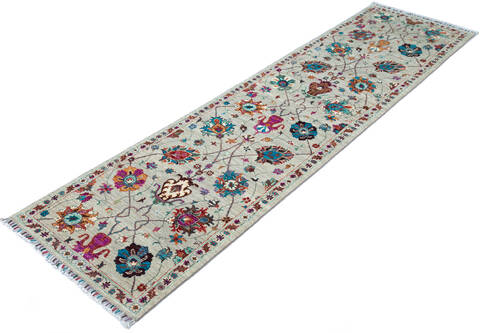 Chobi Grey Runner Hand Knotted 29 X 108 Area Rug 700-146958 Image 2