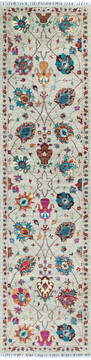 Chobi Grey Runner Hand Knotted 2'9" X 10'8"  Area Rug 700-146958
