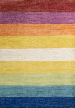 Afghan Gabbeh Multicolor Rectangle 7x10 ft Wool Carpet 146964